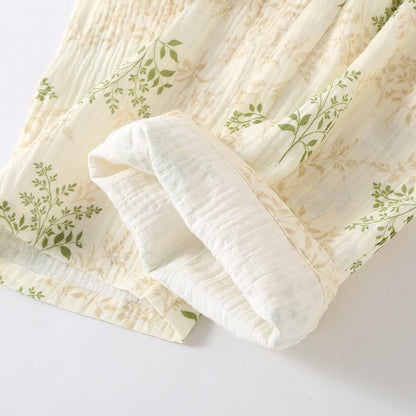 Ensemble pyjama en gaze de coton à motif de feuilles botaniques - image 2