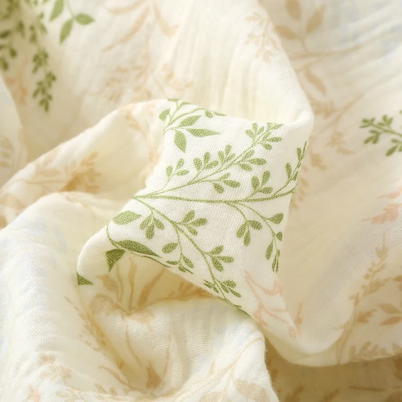 Ensemble pyjama en gaze de coton à motif de feuilles botaniques - image 3