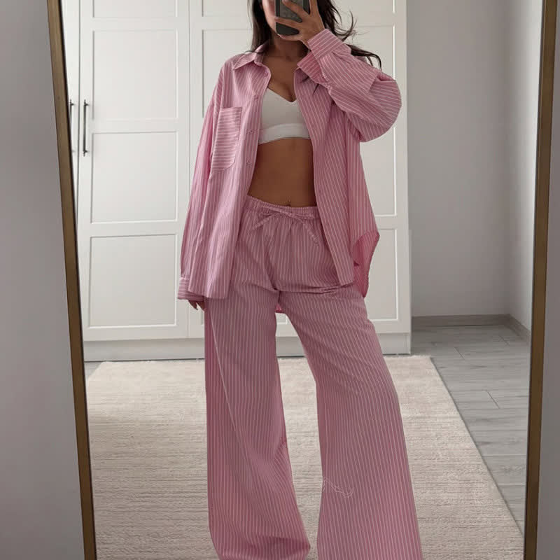 Ensemble pyjama classique à rayures verticales - image 1