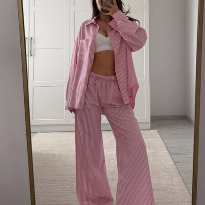 Ensemble pyjama classique à rayures verticales - image 1