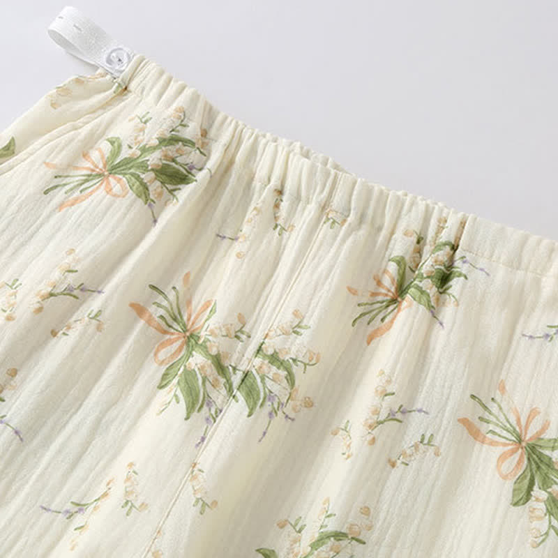 Ensemble pyjama en gaze de coton avec un bouquet de fleurs - image 10