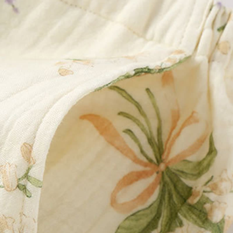 Ensemble pyjama en gaze de coton avec un bouquet de fleurs - image 9