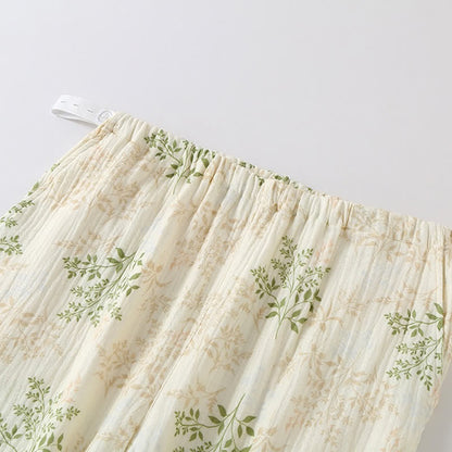 Ensemble pyjama en gaze de coton à motif de feuilles botaniques - image 8