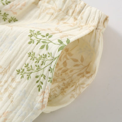 Ensemble pyjama en gaze de coton à motif de feuilles botaniques - image 9