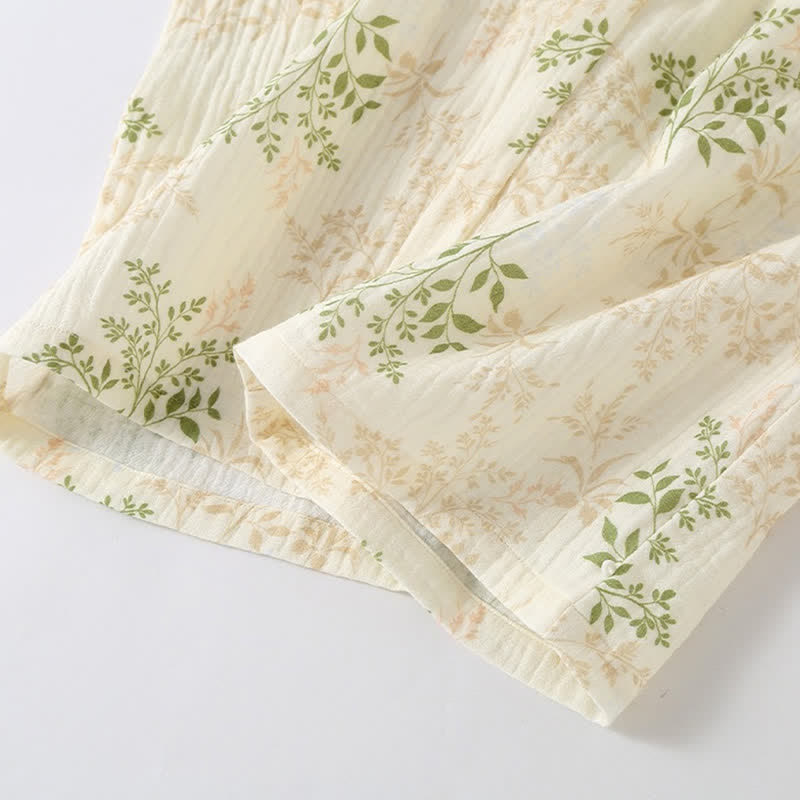 Ensemble pyjama en gaze de coton à motif de feuilles botaniques - image 11