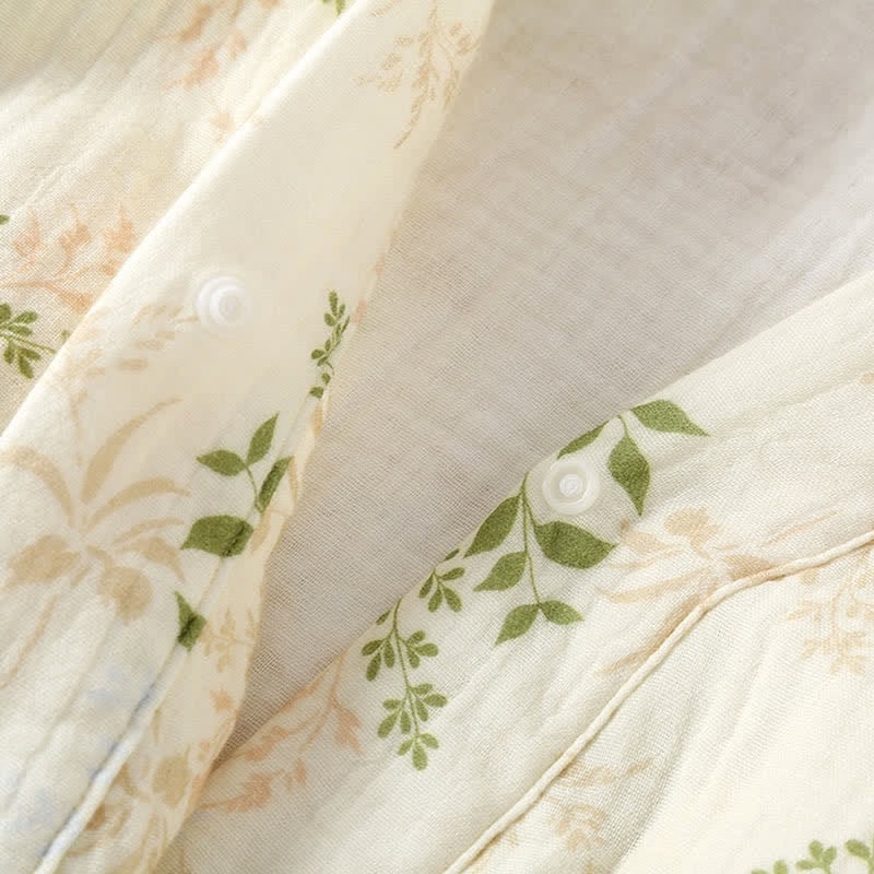 Ensemble pyjama en gaze de coton à motif de feuilles botaniques - image 6