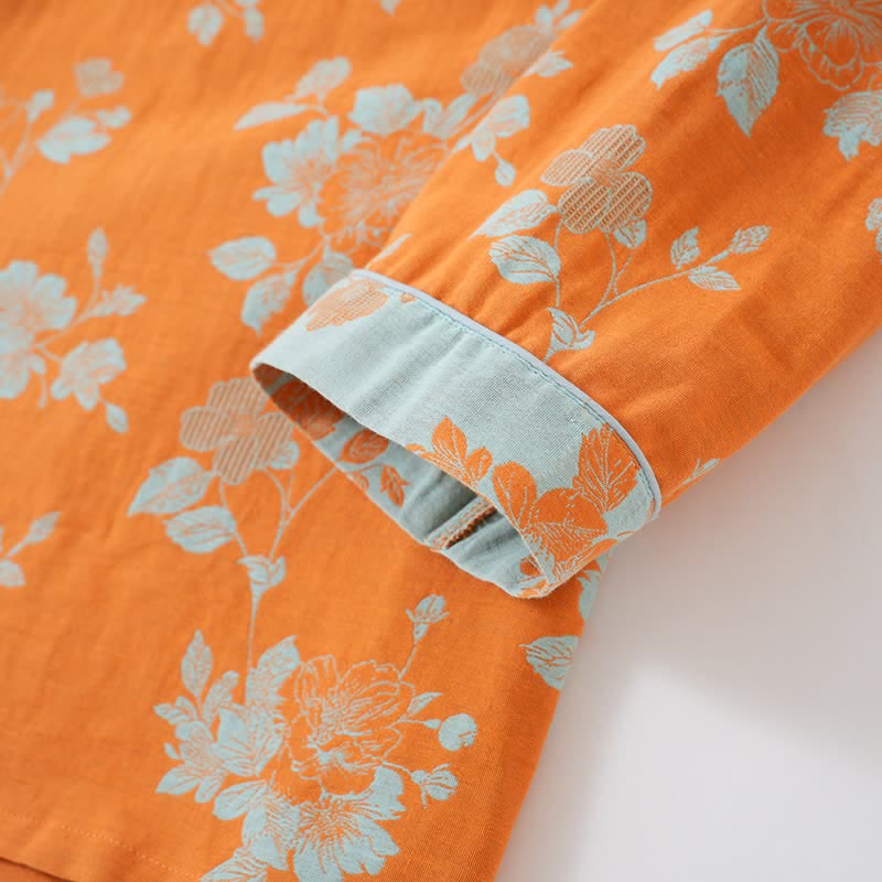 Pyjama vintage en coton à motifs floraux asiatiques - image 3