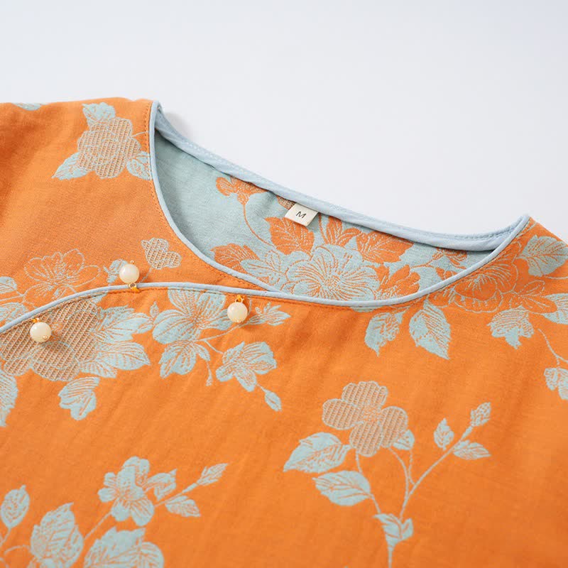 Pyjama vintage en coton à motifs floraux asiatiques - image 1