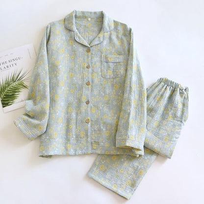 Ensemble pyjama en coton de style vintage avec motif jacquard rose - Vert - XL - image 18