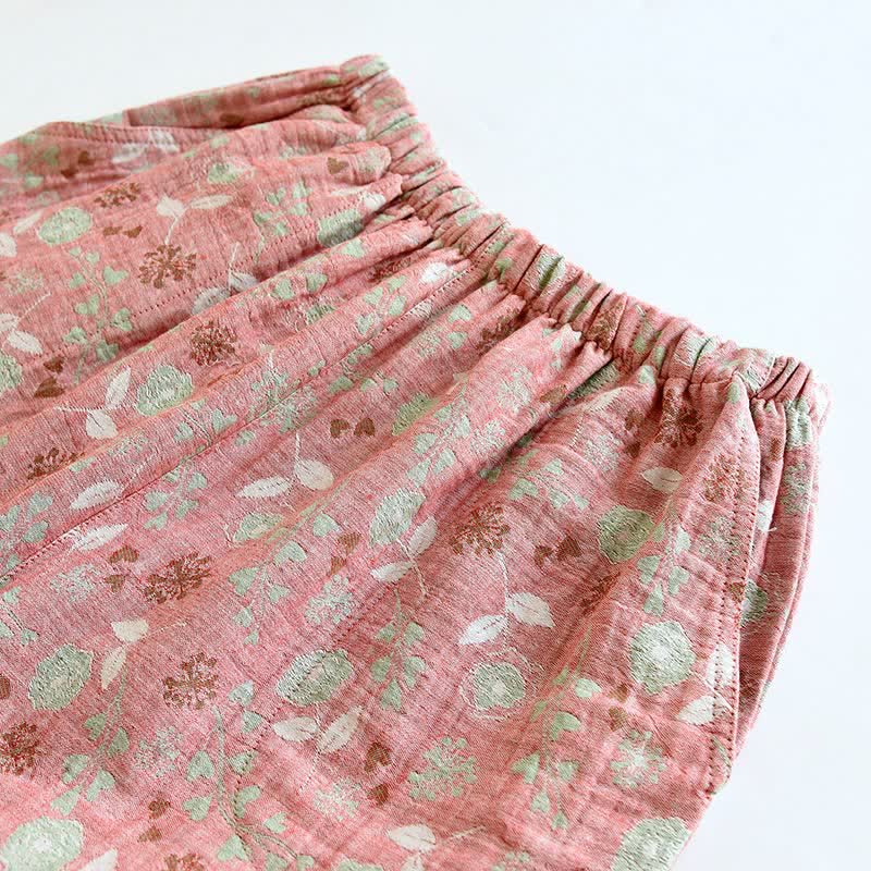 Ensemble pyjama en coton de style vintage avec motif jacquard rose - image 13