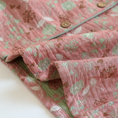 Ensemble pyjama en coton de style vintage avec motif jacquard rose - image 12