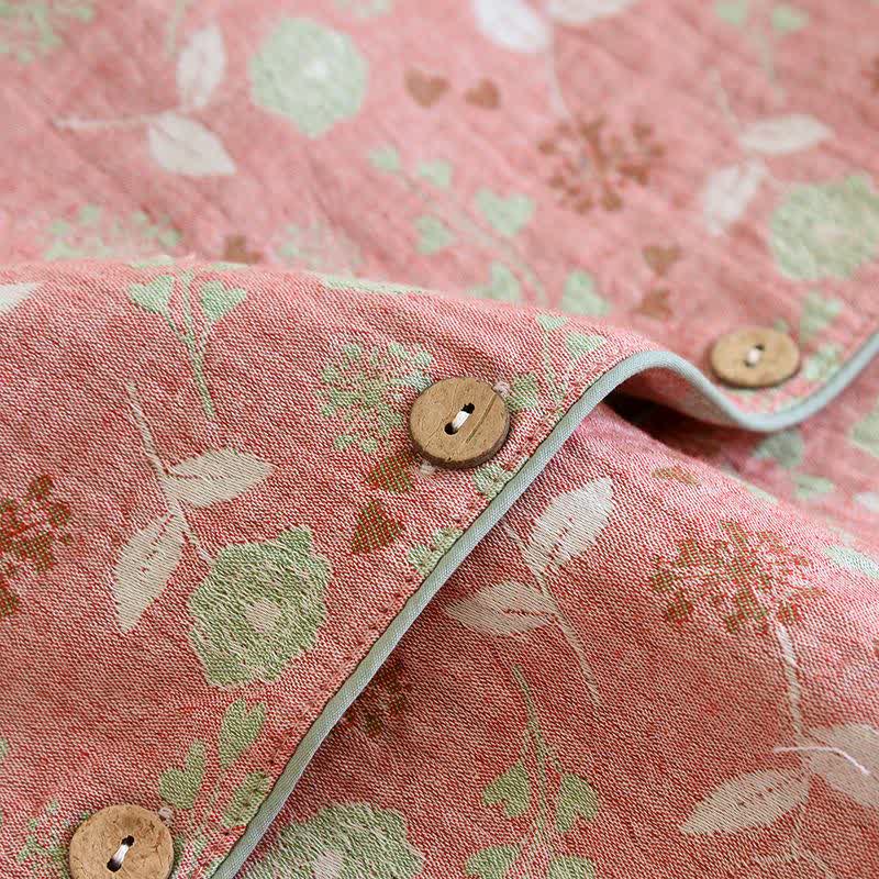 Ensemble pyjama en coton de style vintage avec motif jacquard rose - image 8