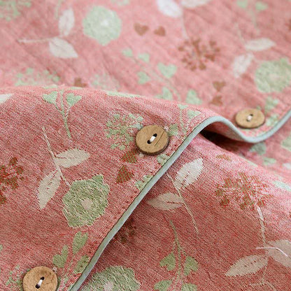 Ensemble pyjama en coton de style vintage avec motif jacquard rose - image 8