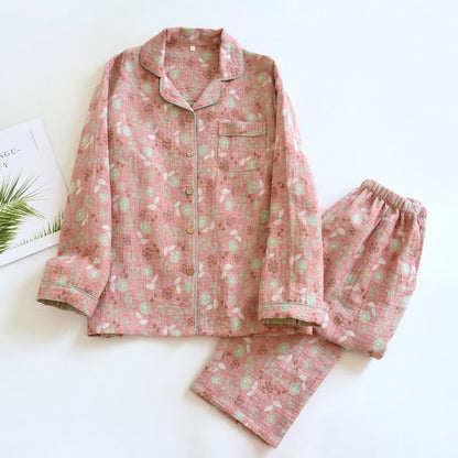 Ensemble pyjama en coton de style vintage avec motif jacquard rose - Rose - XL - image 3