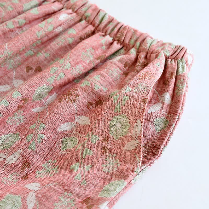 Ensemble pyjama en coton de style vintage avec motif jacquard rose - image 14