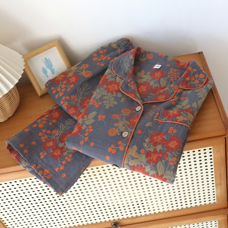 Pyjama en gaze de coton d'inspiration vintage avec un motif floral - image 2
