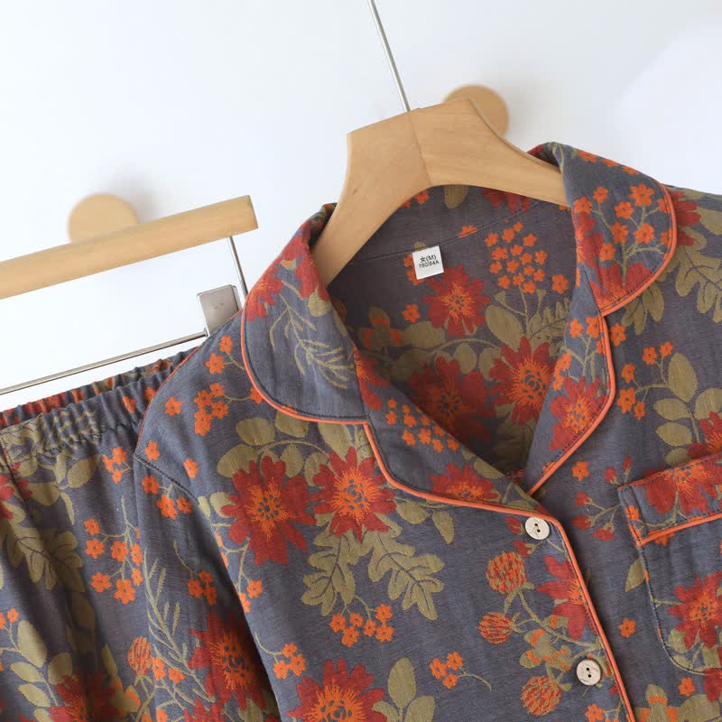 Pyjama en gaze de coton d'inspiration vintage avec un motif floral - image 3
