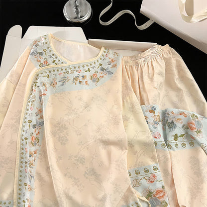 ensemble de pyjama fleuri d'inspiration Hanfu vintage - image 7