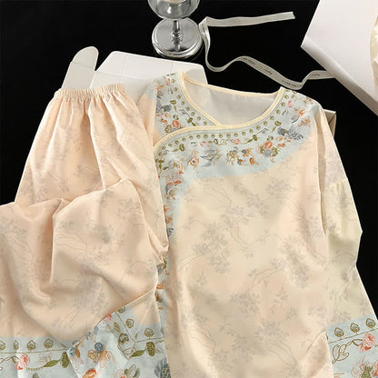 ensemble de pyjama fleuri d'inspiration Hanfu vintage - image 6