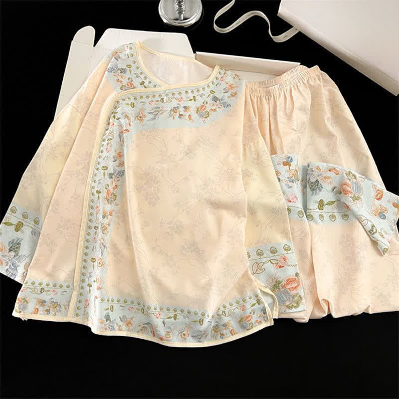 ensemble de pyjama fleuri d'inspiration Hanfu vintage - image 4