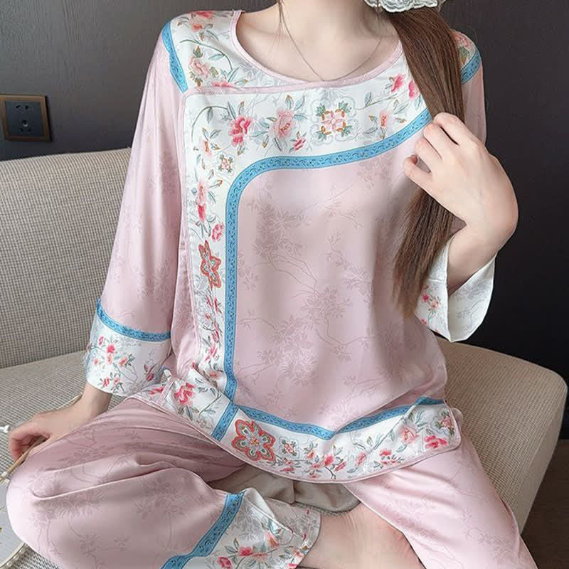 ensemble pyjama fleuri rétro inspiré du Hanfu - image 8