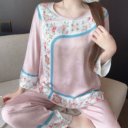 ensemble pyjama fleuri rétro inspiré du Hanfu - image 8