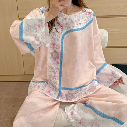 ensemble pyjama fleuri rétro inspiré du Hanfu - image 3
