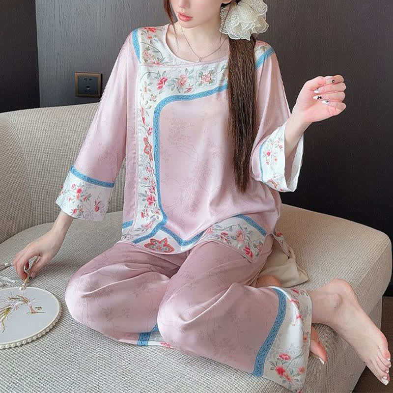 ensemble pyjama fleuri rétro inspiré du Hanfu - image 6