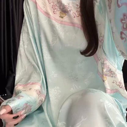 Pyjama bleu clair de style vintage à motifs floraux - image 5