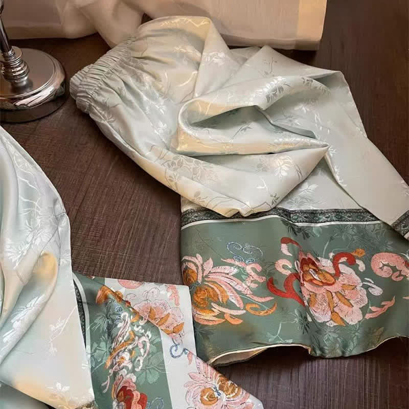 Ensemble pyjama vintage vert clair à motifs floraux - image 7