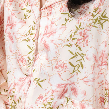 Ensemble pyjama rose rustique à motifs floraux et de feuilles - image 8