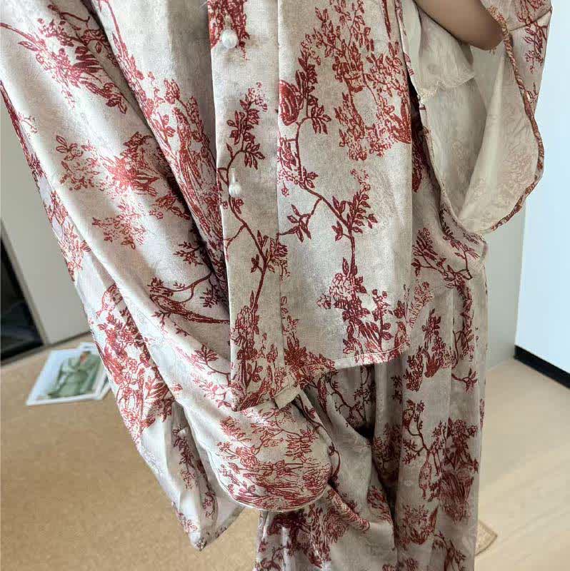 Ensemble pyjama à imprimé botanique vintage - image 8