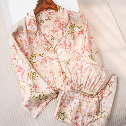 Ensemble pyjama rose rustique à motifs floraux et de feuilles - image 4