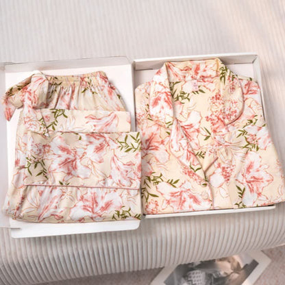 Ensemble pyjama rose rustique à motifs floraux et de feuilles - image 5