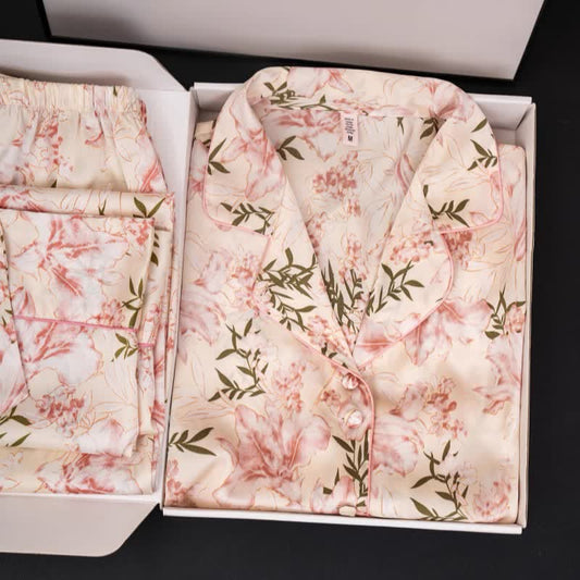 Ensemble pyjama rose rustique à motifs floraux et de feuilles - abricot - XXL - image 0