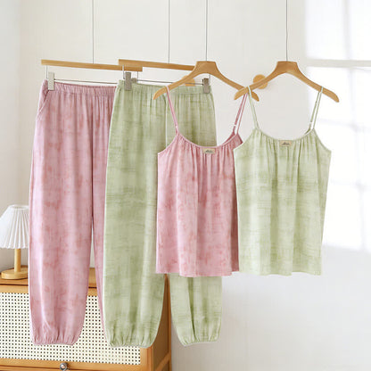 Ensemble de nuit en coton d'inspiration artistique, évoquant l'aquarelle : débardeur et pantalon - image 0