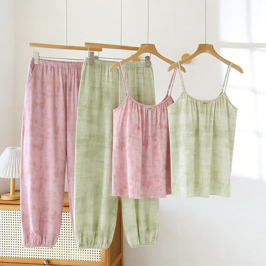 Ensemble de nuit en coton d'inspiration artistique, évoquant l'aquarelle : débardeur et pantalon - image 0