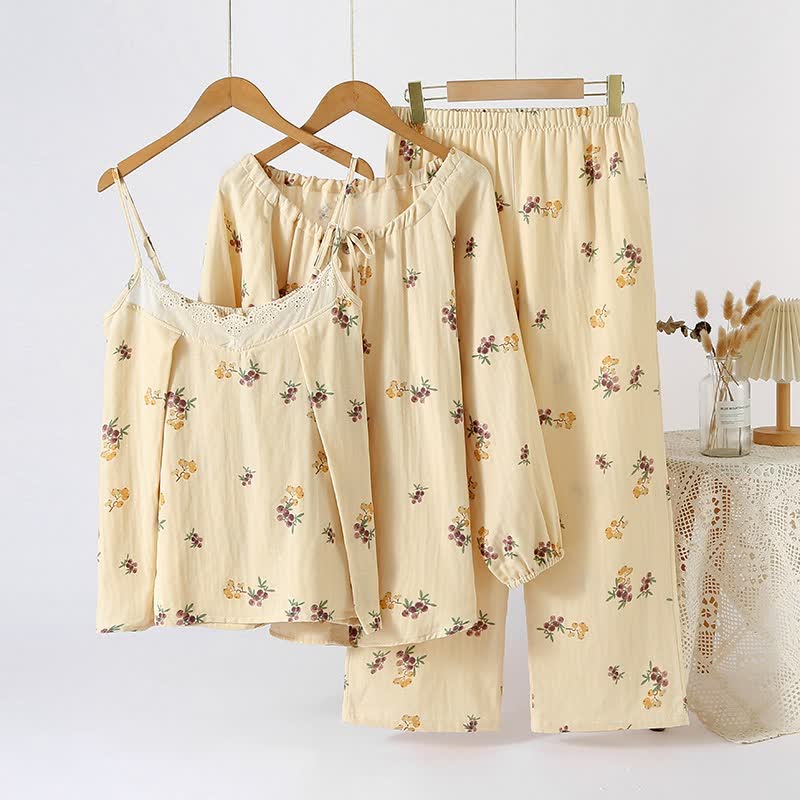 Ensemble pyjama en coton à imprimé nèfle (3 pièces) - image 1