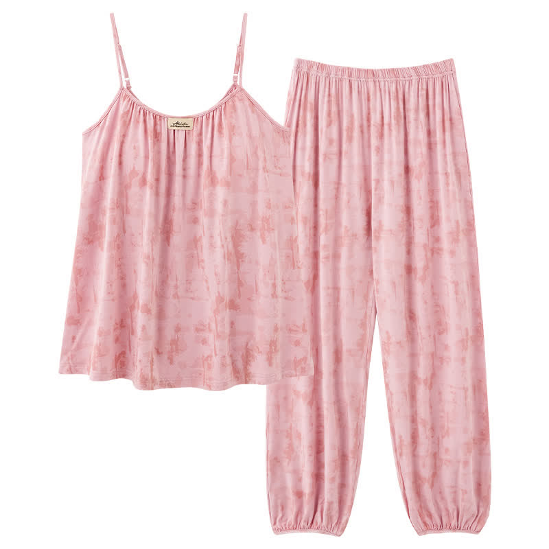Ensemble de nuit en coton d'inspiration artistique, évoquant l'aquarelle : débardeur et pantalon - image 10