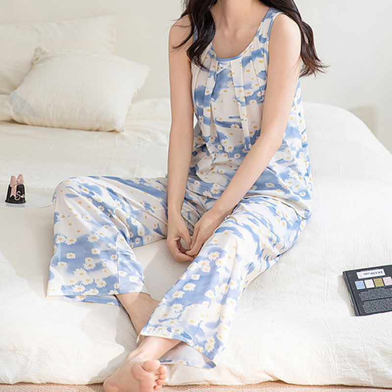 Ensemble de nuit Daisy en coton, débardeur et pantalon - image 2
