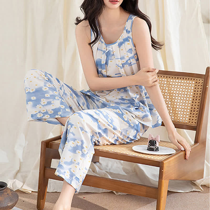 Ensemble de nuit Daisy en coton, débardeur et pantalon - image 4