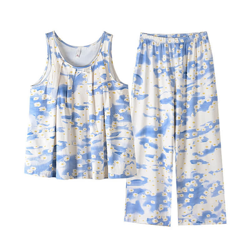 Ensemble de nuit Daisy en coton, débardeur et pantalon - image 8