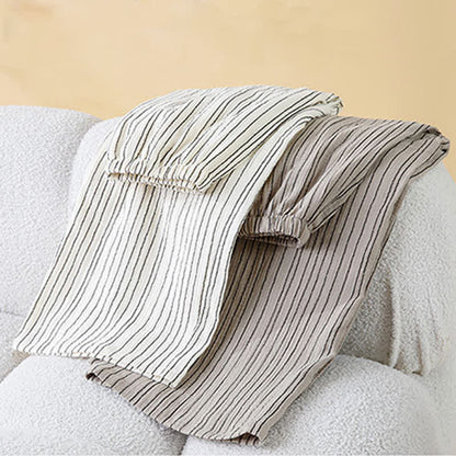Ensemble pyjama minimaliste rayé sans manches en coton - image 4