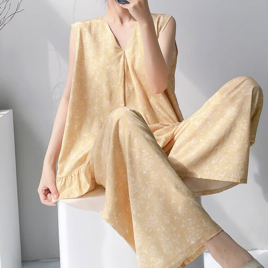 Pyjama jaune à motifs floraux - Jaune - XXL - image 0