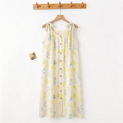 Chemise de nuit de style champêtre à motifs floraux et de feuilles - image 1