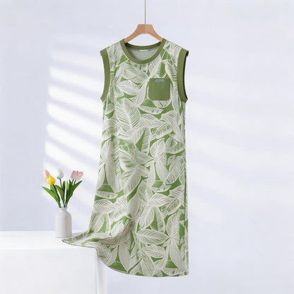 Robe d'intérieur sans manches en coton botanique - Vert - 2XL - image 0