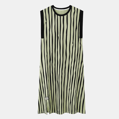 Chemise de nuit sans manches en coton à rayures verticales - image 6