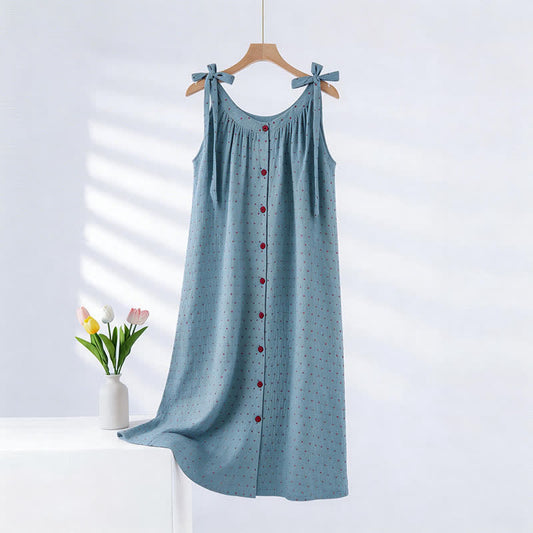 Chemise de nuit bleue à pois blancs - Bleu - XXL - image 0