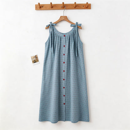 Chemise de nuit bleue à pois blancs - image 1