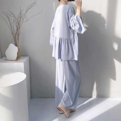 Ensemble pyjama à col en V et bordure en dentelle - image 10